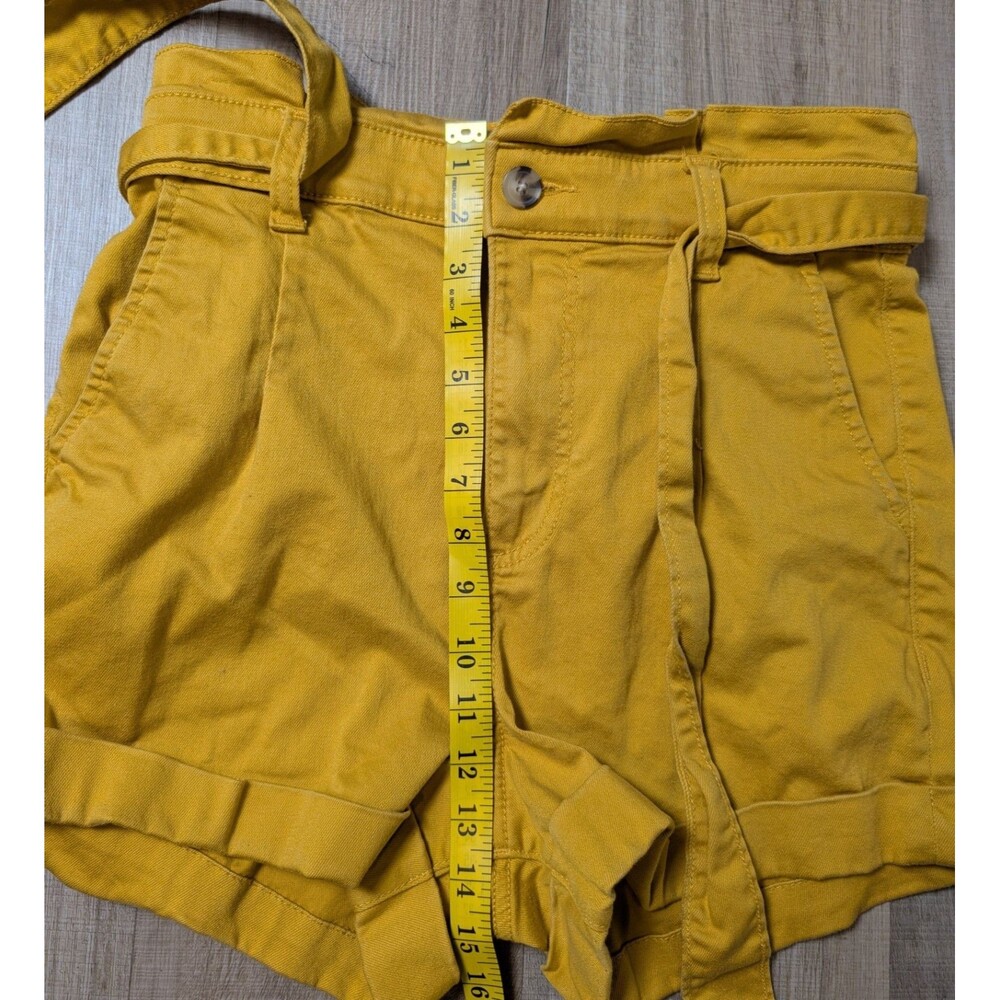 Express Size 8 Shorts Shortie Super High Rise Stretch Mustard Boho Retro - Picture 9 of 12
